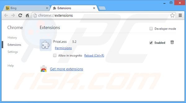 Eliminando los anuncios PriceLess de Google Chrome paso 2