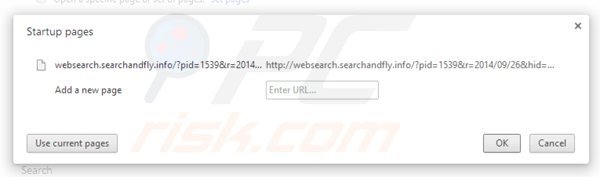 Eliminando websearch.searchandfly.info de la página de inicio de Google Chrome