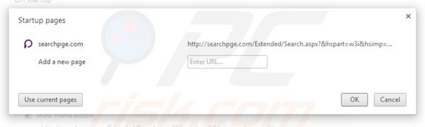 Eliminando searchpge.com de la página de inicio de Google Chrome