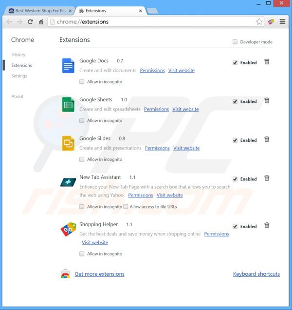 Eliminando los anuncios de Shop for Rewards de Google Chrome paso 2