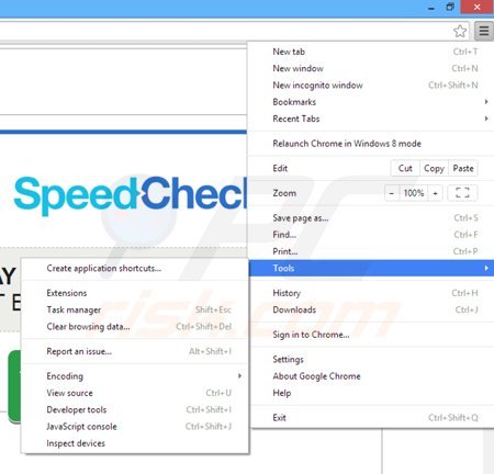 Eliminando los anuncios SpeedCheck de Google Chrome paso 1
