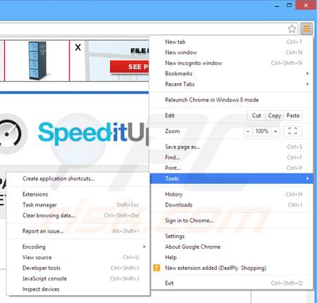 Eliminando los anuncios speeditup de Google Chrome paso 1