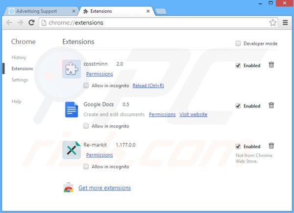 Eliminando el software publicitario relacionado con web bar de Google Chrome paso 2