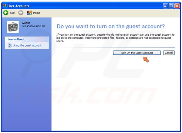 cómo activar el usuario invitado en Windows XP paso 4 - clicando 