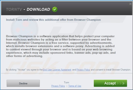 Instalador del software publicitario browser champion