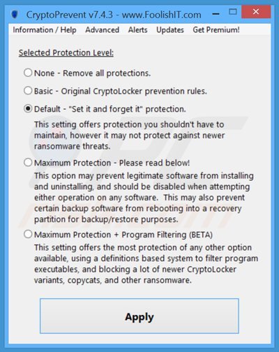 captura de pantalla de cryptoprevent