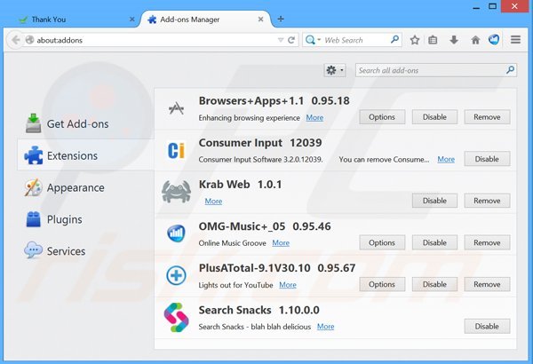  Eliminando los anuncios de Finance Alert de Mozilla Firefox paso 2