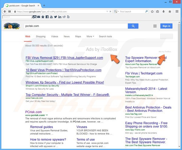 anuncios itoolbox en los resultados de búsqueda de google