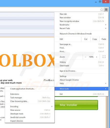 Eliminando los anuncios itoolbox de Google Chrome paso 1