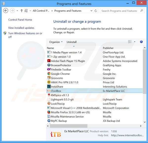desinstalar el adware itoolbox del Panel de control