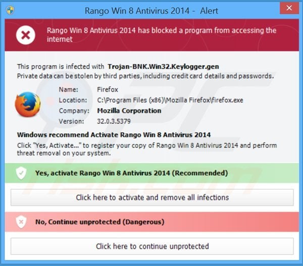 Rango Win 8 Antivirus 2014 bloqueando la ejecución de programas instalados