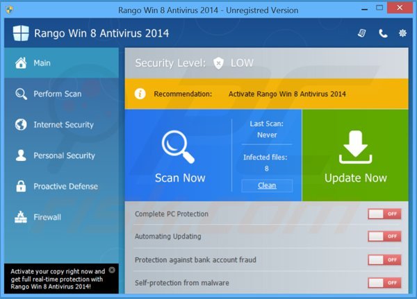 rango win8 antivirus 2014 pantalla principal