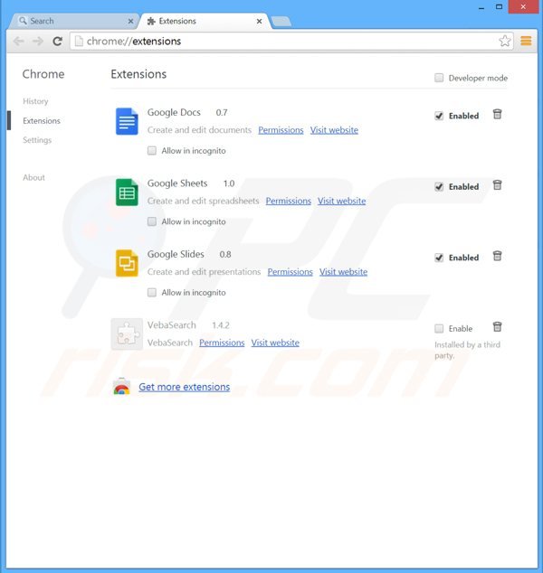 Eliminando el software publicitario que genera anuncios raros en Google con Google Chrome paso 2