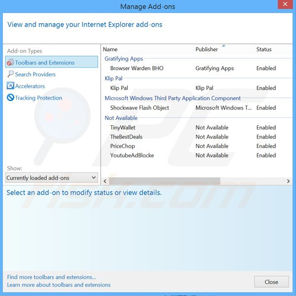 Eliminando savings downloader de Internet Explorer paso 2