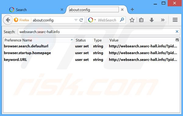Eliminar websearch.searc-hall.info del motor de búsqueda por defecto de Mozilla Firefox