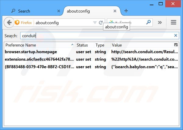 Eliminar search.conduit.com del motor de búsqueda por defecto de Mozilla Firefox 