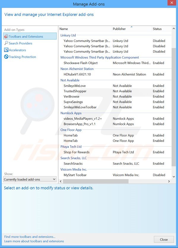 Eliminando las extensiones relacionadas con search.conduit.com en Internet Explorer