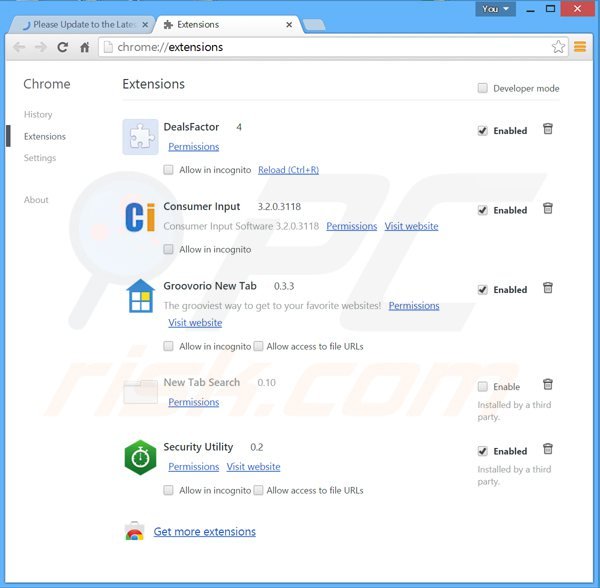 Eliminando los anuncios de security utility de Google Chrome paso 2