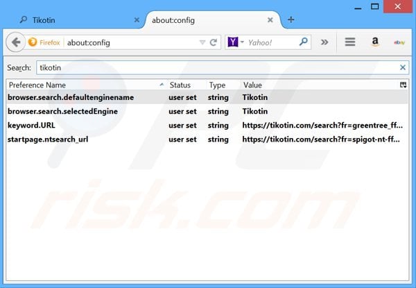 Eliminar tikotin.com del motor de búsqueda por defecto de Mozilla Firefox