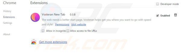 Eliminando las extensiones relacionadas con vosteran.com de Google Chrome