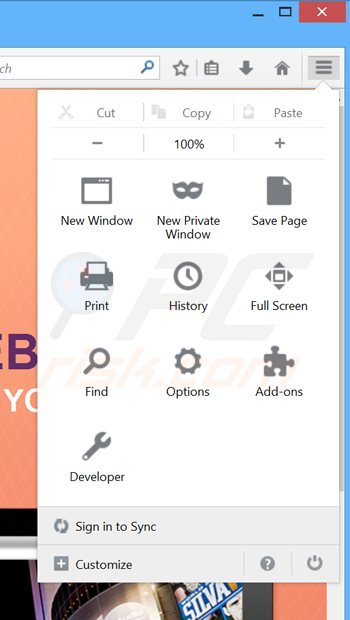 Eliminando los anuncios wordproser de Mozilla Firefox paso 1