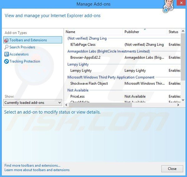 Eliminando los anuncios de Coupon Alert de Internet Explorer paso 2