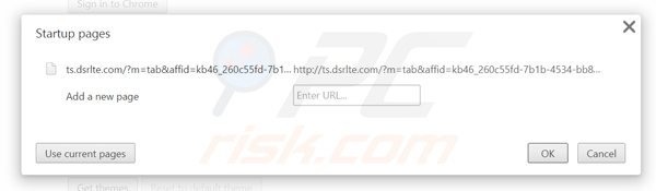 Eliminando rts.dsrlte.com de la página de inicio de Google Chrome