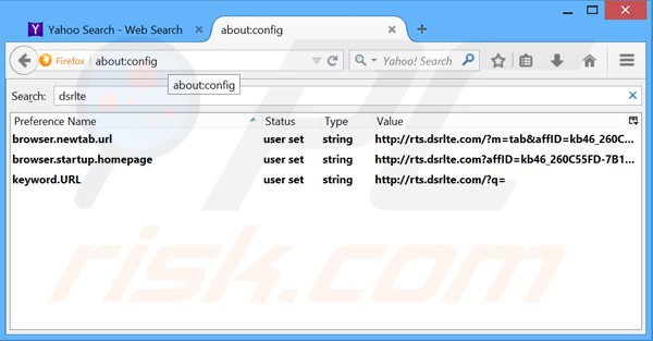 Eliminar rts.dsrlte.com del motor de búsqueda por defecto de Mozilla Firefox 