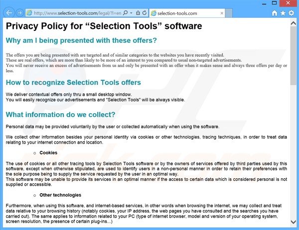 Selection Tools adware