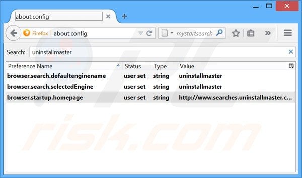 Eliminar Uninstall Master del motor de búsqueda por defecto de Mozilla Firefox
