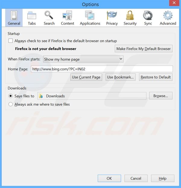 Eliminando BingProtect de la página de inicio de Mozilla Firefox
