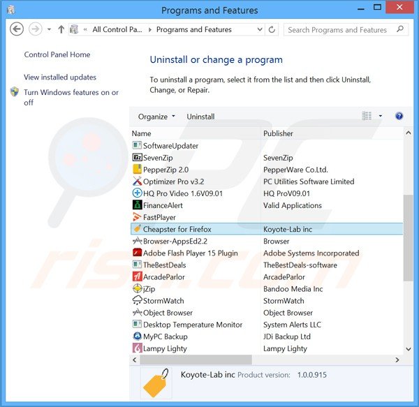 desinstalar el adware cheapster del Panel de control