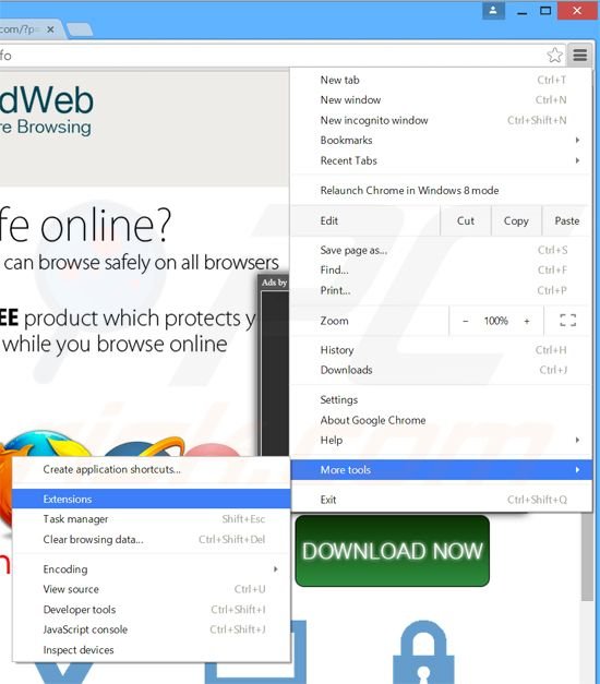 Eliminando los anuncios GuardedWeb de Google Chrome paso 1