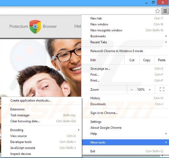 Eliminando los anuncios Protectium de Google Chrome paso 1