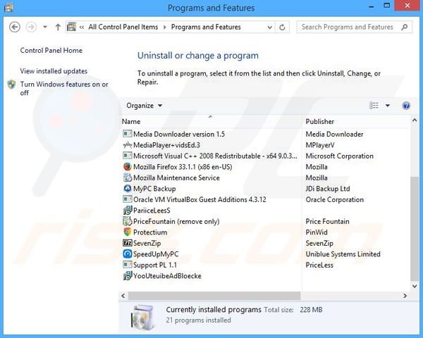 desinstalar el adware Protectium del Panel de control