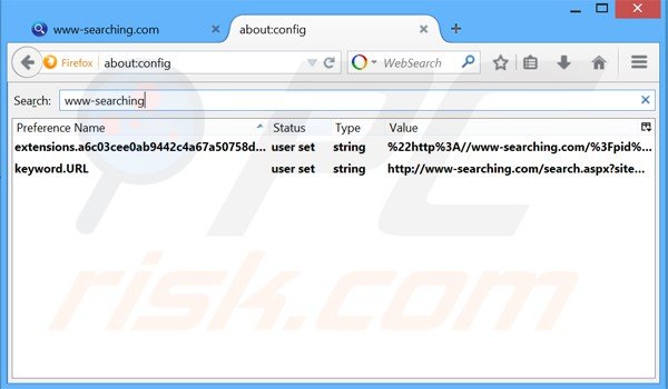 Eliminar www-searching.com del motor de búsqueda por defecto de Mozilla Firefox 