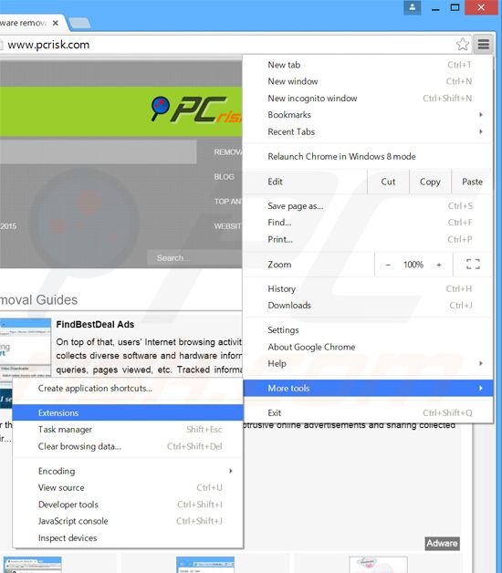 Eliminando los anuncios BetterDeals de Google Chrome paso 1