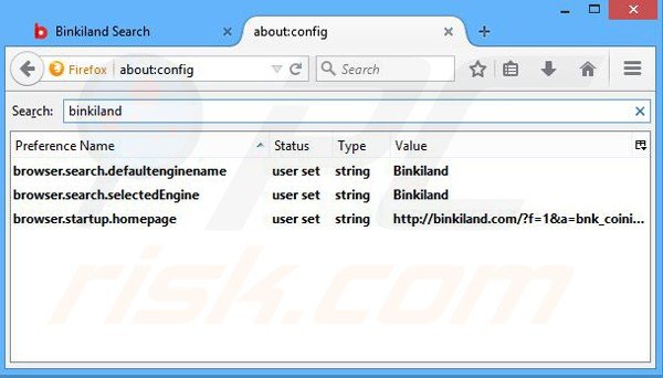 Eliminar binkiland.com del motor de búsqueda por defecto de Mozilla Firefox 
