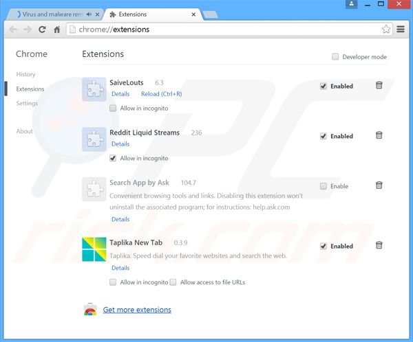 Eliminando los anuncios DownSave de Google Chrome paso 2