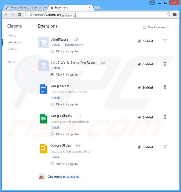 Eliminando los anuncios Eppink de Google Chrome paso 2