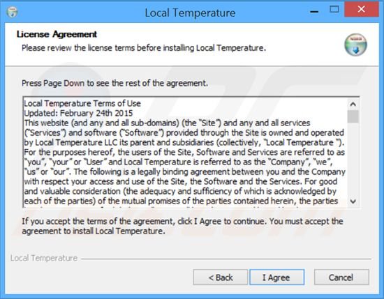 Instalador del software publicitario Local Temperature