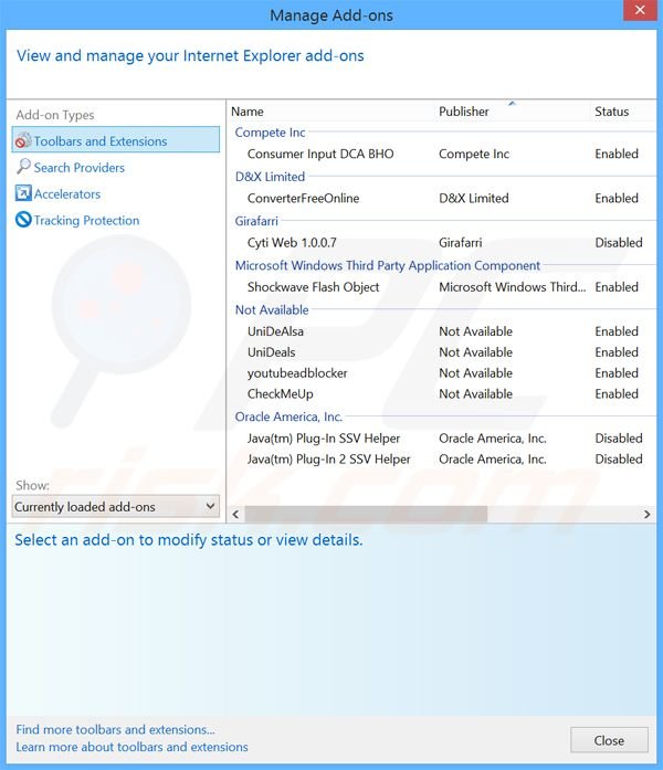 Eliminando los anuncios de LolliScan de Internet Explorer paso 2