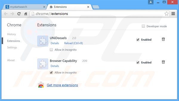 Eliminando las extensiones relacionadas con luckysearches.com de Google Chrome