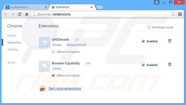 Eliminando las extensiones relacionadas con luckysearches.com de Google Chrome