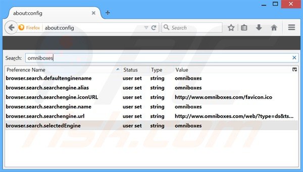 Eliminar omniboxes.com del motor de búsqueda por defecto de Mozilla Firefox 