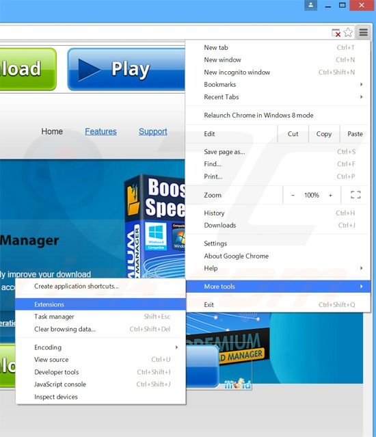 Eliminando los anuncios de Premium Download Manager de Google Chrome paso 1