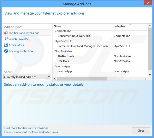 Eliminando los anuncios de Premium Download Manager de Internet Explorer paso 2
