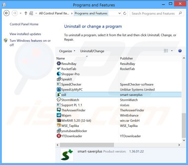 desinstalar el adware SmartShopper del Panel de control