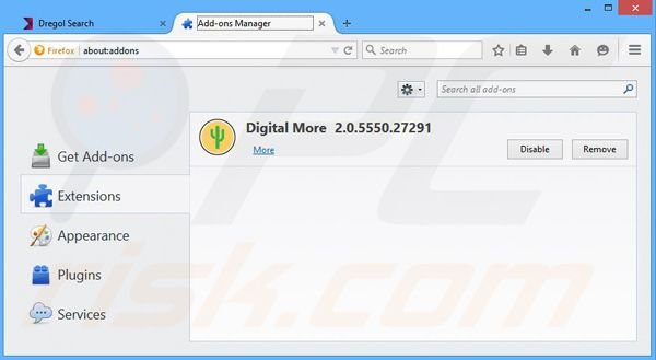 Eliminando los anuncios de Digital More de Mozilla Firefox paso 2