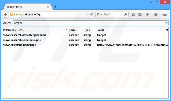 Eliminar dregol.com del motor de búsqueda por defecto de Mozilla Firefox 